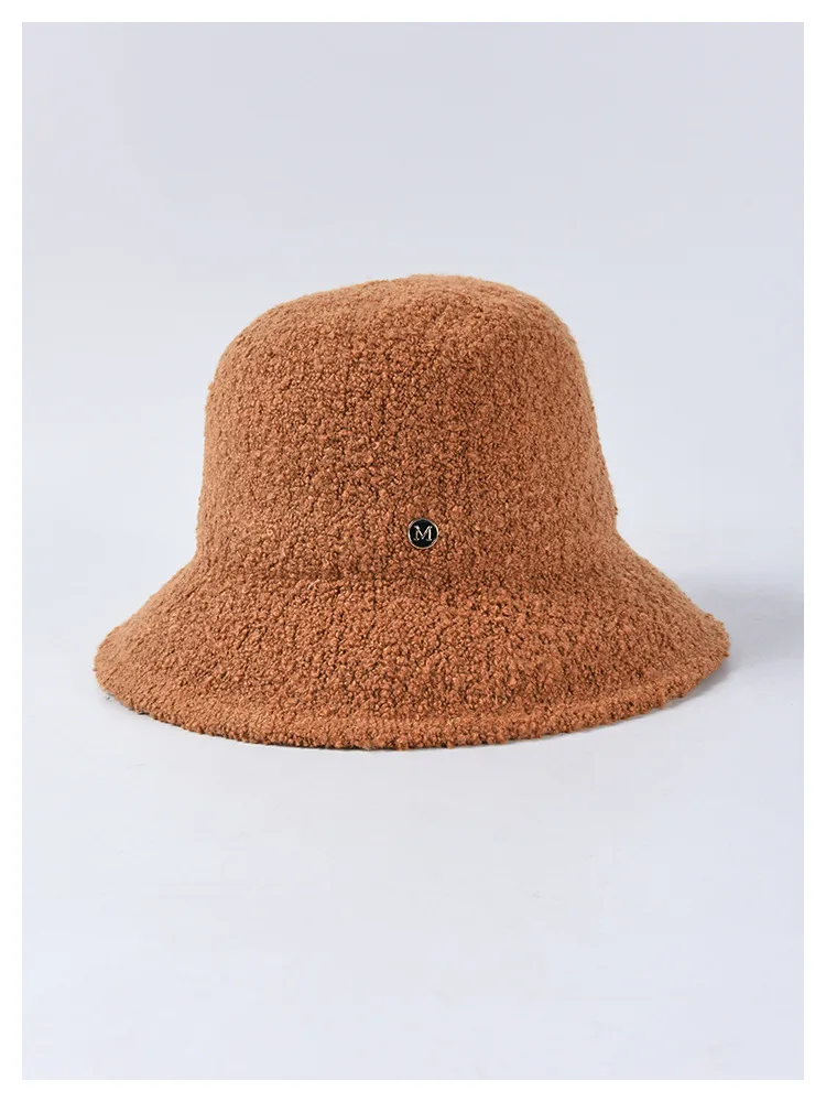 USPOP новые женские шапки, женские вязаные шапки с буквой М, толстые теплые зимние шапки, одноцветная складная шляпа-ведерко кепки
