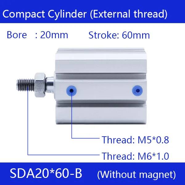 SDA20-60 20mm Bore 60mm Stroke Stainless steel Pneumatic Air Cylinder 