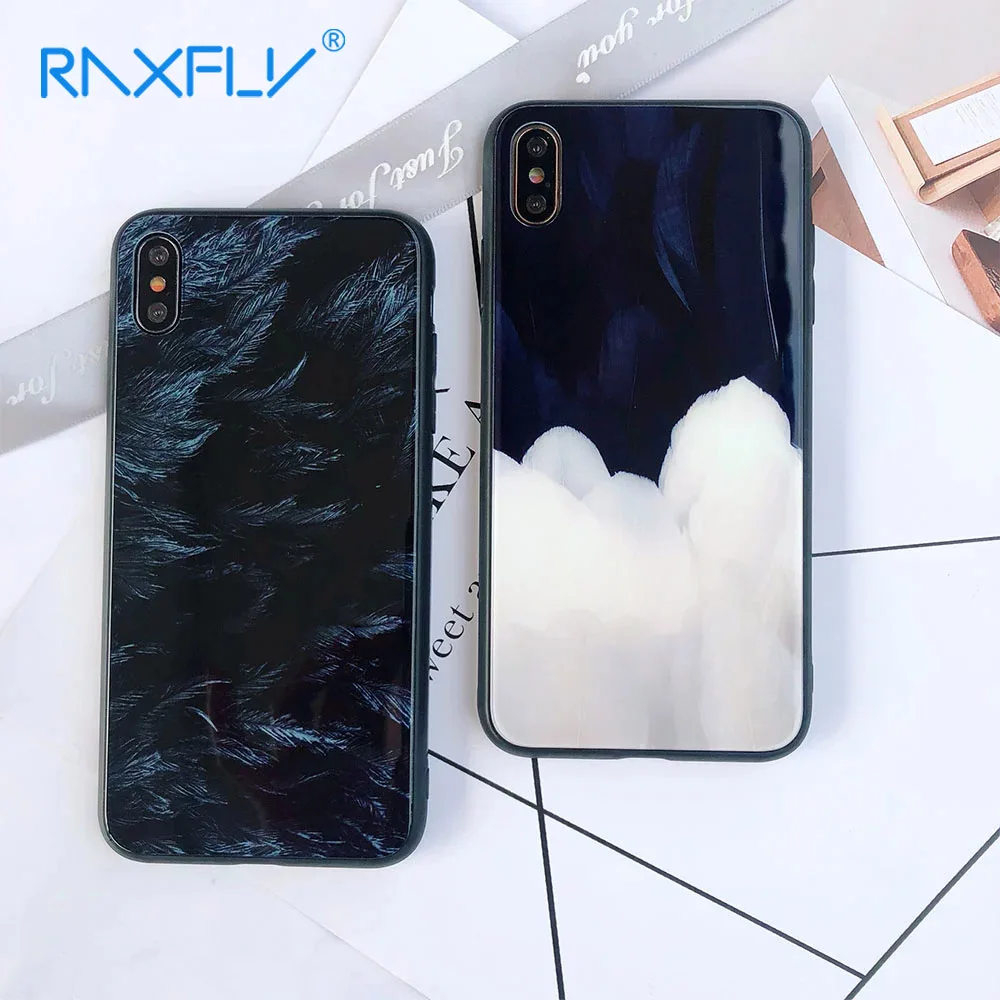 Жесткий чехол RAXFLY из закаленного стекла для IPhone X XS XR Max 7 8 Plus модный стеклянный iPhone