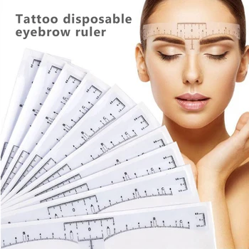 

50pcs Disposable Eyebrow Shaping Ruler Eye Brow Tattoo Guide Calliper Stencil Makeup Measure Tool