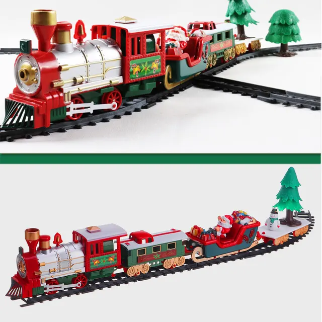 2022 Christmas Electric Rail Car Train Toy Children's Electric Toy Railway Train Set Transportation Building Toys New Year Gifts 3