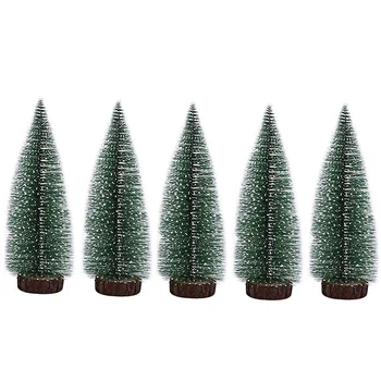 

5PCS 30cm Mini Snow Pine Needle Tree Bauble Crafts Noel Tree Ornaments Wooden Christmas Decorations for Home