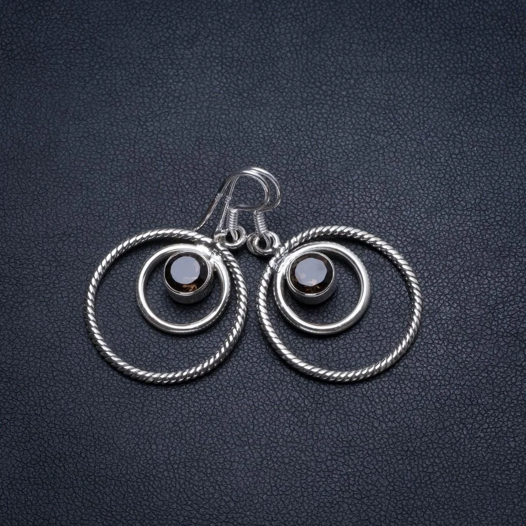 Natural Smoky Quartz Handmade Unique 925 Sterling Silver Earrings 1 1/2" T5058 | Украшения и аксессуары