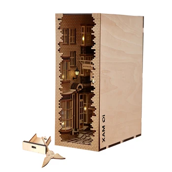 

Japanese Style Street Rear Lane Bookcase 3D DIY Wooden Assembled Model Bookshelf - New London Lane + Tool Kit