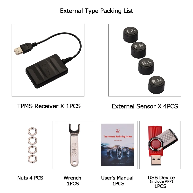 TPMS Датчик давления в шинах для Android автомобильный Радио плеер USB система контроля давления в шинах