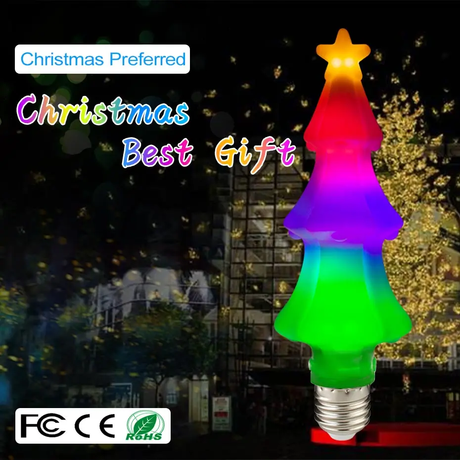 

3D Christmas Tree Led Night Light Dynamic Colorful Effect Christmas Decoration E27/USB Led Night Light Bulb with Salt Flame Lamp