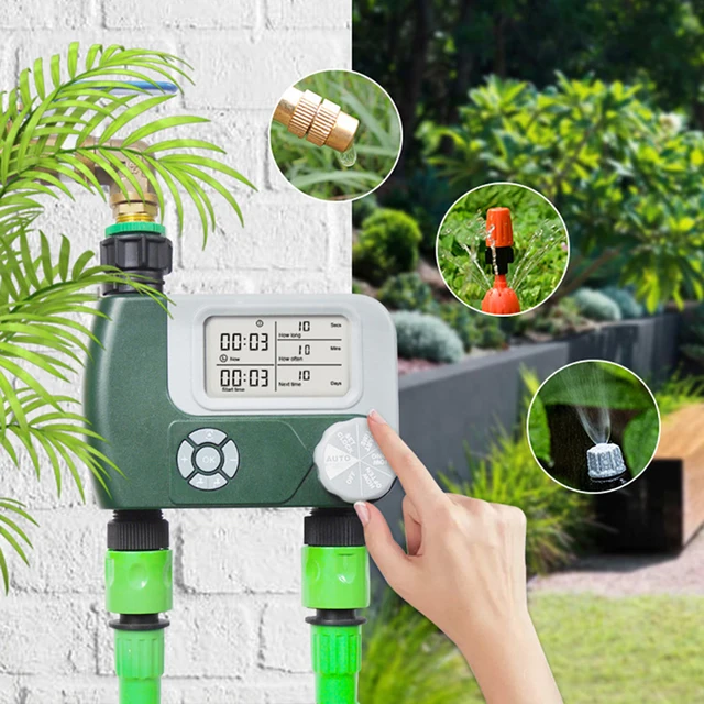 Programmable Garden Water Timers with 2 Outlet Irrigation Controller Automatic Digital Hose ​Faucet Timer 6