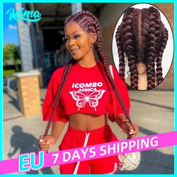 Synthetic Lace Wig Braided Wigs Natural Dark 32 Inches Black Burgundy Wig For Black Women American African Wig Wholesale Cheap