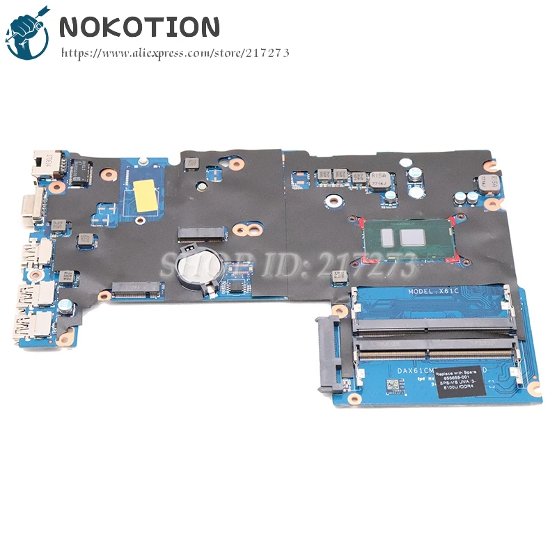NOKOTION 855655-001 855655-601 для hp Probook 430 G3 440 G3 Материнская плата ноутбука DAX61CMB6D0 DAX61CMB6C0 DDR4 SR2EU I3-6100U Процессор
