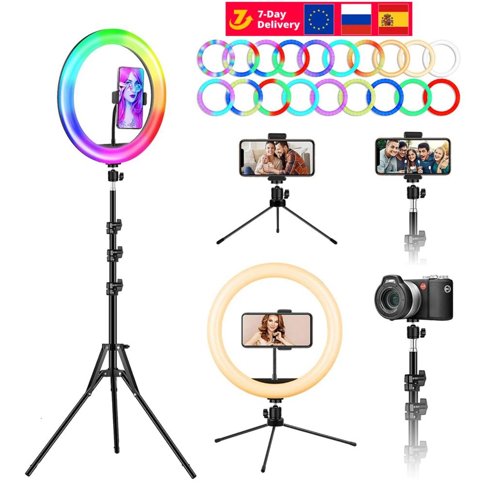 aanwijzing Lijkt op Vel 33cm 13 inch RGB Ring Light With Tripod LED Ring Lamp Flash Video  Photography Lights Ringlight For TikTok Youtube Streaming Live|Macro & Ring  Lights| - AliExpress