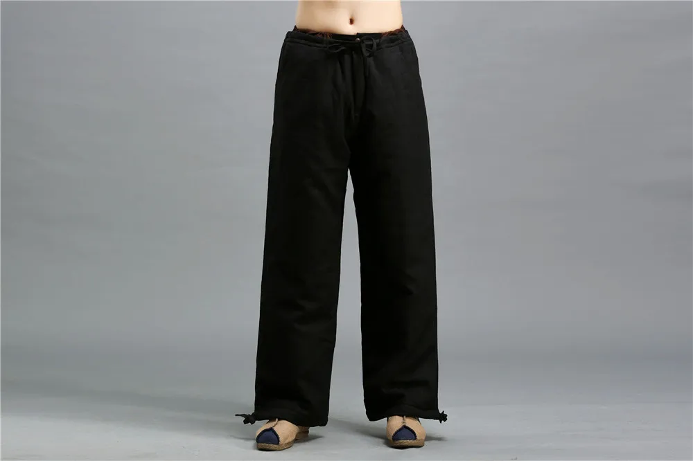 Ma Fan Autumn And Winter New Style Linen Casual Pants Elastic Drawstring Cotton-padded Trousers Ethnic-Style Men's Trousers