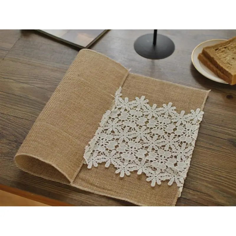 retro jute table mat lace tea mat for home table decoration