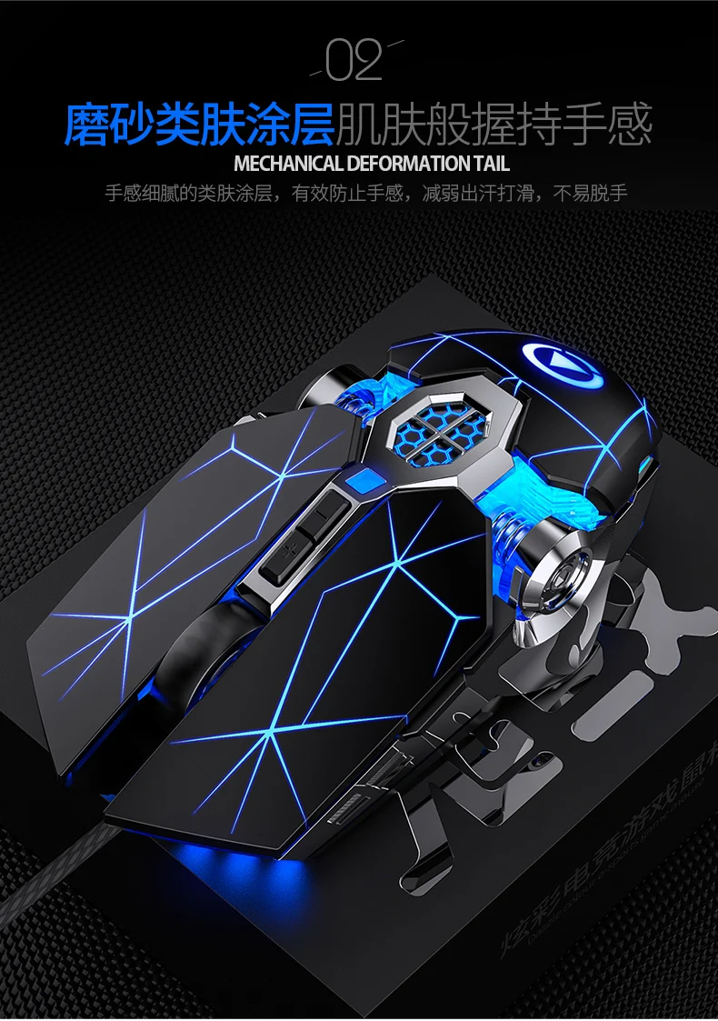 Игровая мышь, 7 кнопок, RGB, светильник, с разрешением макросъемки, USB, проводная оптическая геймерская мышь, профессиональная, 3200 dpi, для ПК, ноутбука
