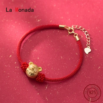 

La Monada Rat Zodiac Red Thread For Hand 925 Sterling Silver Bracelet Red Thread String Rope Bracelets For Women Silver 925