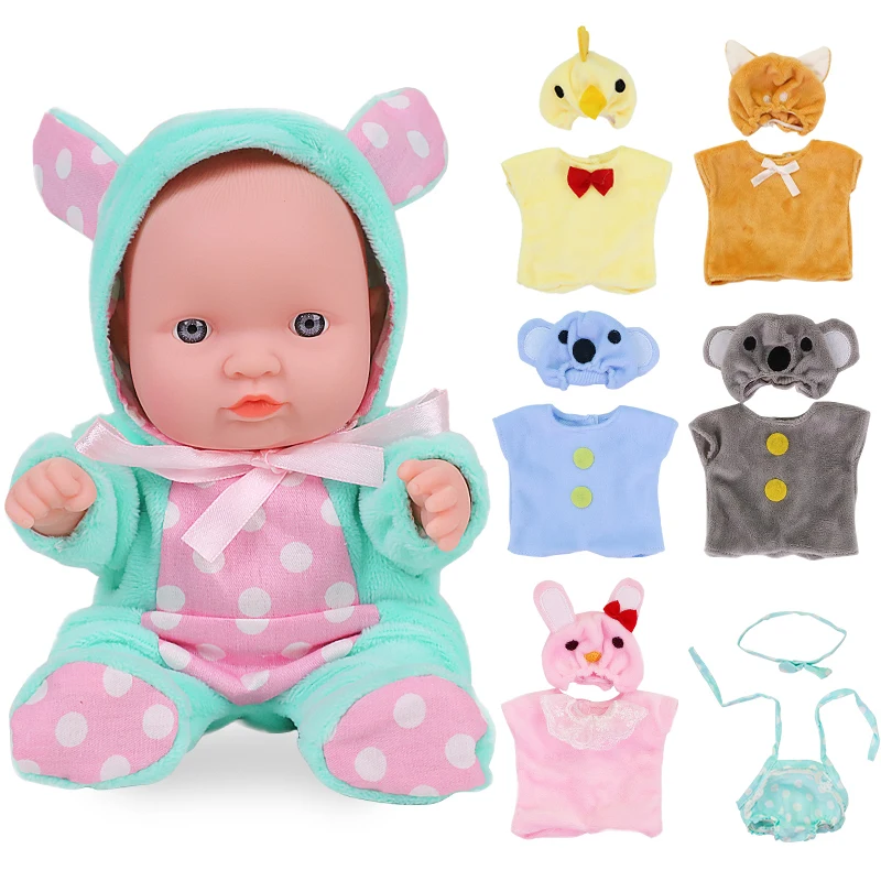 

8 inch Reborn Baby Doll Full Silicone Dolls Toys For Kids In Green Clothes Toddler Playmate Newborn Doll For Girls Birthday Gift