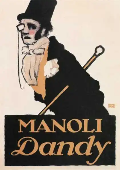 Manoli Dandy сигареты старый рекламный 1913 большой металлический оловянный знак постер