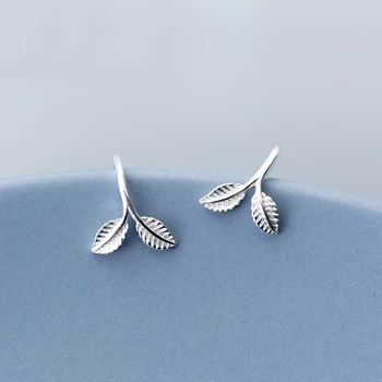 

MloveAcc 100% 925 Sterling Silver Sweet Leaf Stud Earrings for Women Fashion Silver Earring Jewelry Gift Wholesale