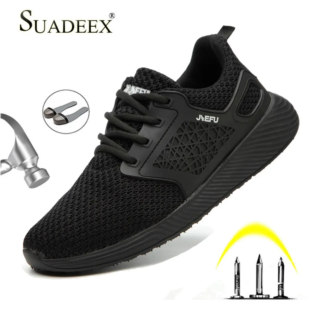 

SUADEEX Unisex Men Women Safety Shoes Steel Toe Puncture Proof Work Shoes Lightweight Outdoor Breathable Construction Boots Men