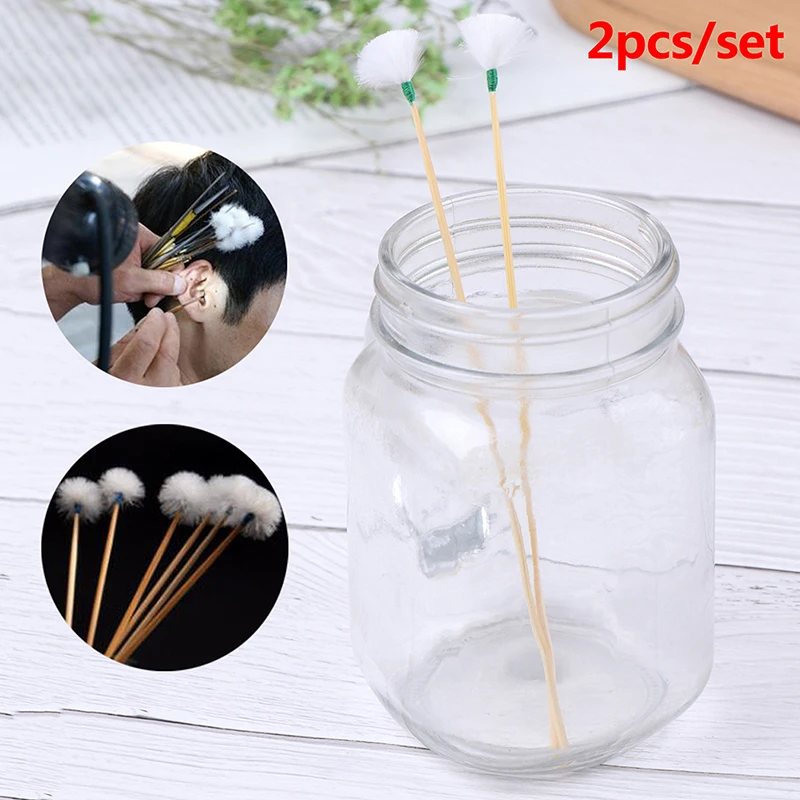 2Pcs/set Goose Feather Earpick Wax Remover Curette Adult Bamboo Handle Ear Dig Tools Spoon Cleaner Stick Health Care