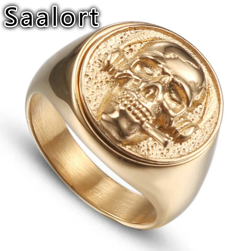 

Personality Retro Pipe Skull Titanium Steel Ring Punk Style Male Finger Jewelry Accessories Creative Birthday Gifts for Men