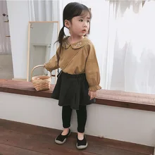 A mu hou/детская юбка-брюки; коллекция года; сезон осень; детские джинсовые леггинсы с юбкой; Верхняя одежда; модные однотонные детские базовые брюки