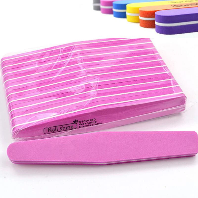10pcs Double Side Nail Files Buffer 100/180 Trimmer Nail Buffer Angle Nail Art Tools Washable Buffing File Sponge