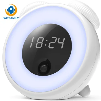 

Backlit Intelligent Sensor Children Cute Charging Night Light LED Digital Alarm Clock Silent Radio Electronic Small Alarm Clock
