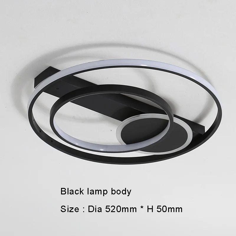d520mm black body Chandelierrec AC90-260V потолочные люстры светильники для гостиной спальни Современные светодиодные люстры низкие потолки канделябро - Цвет абажура: d520mm black body