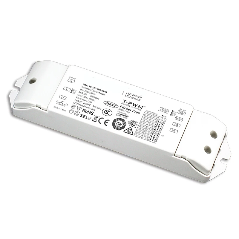 Новый дали затемняя драйвер DALI 15 100 700 E1A1 Переменный ток 220V 240V Вход 100mA 700mA Вт Выход