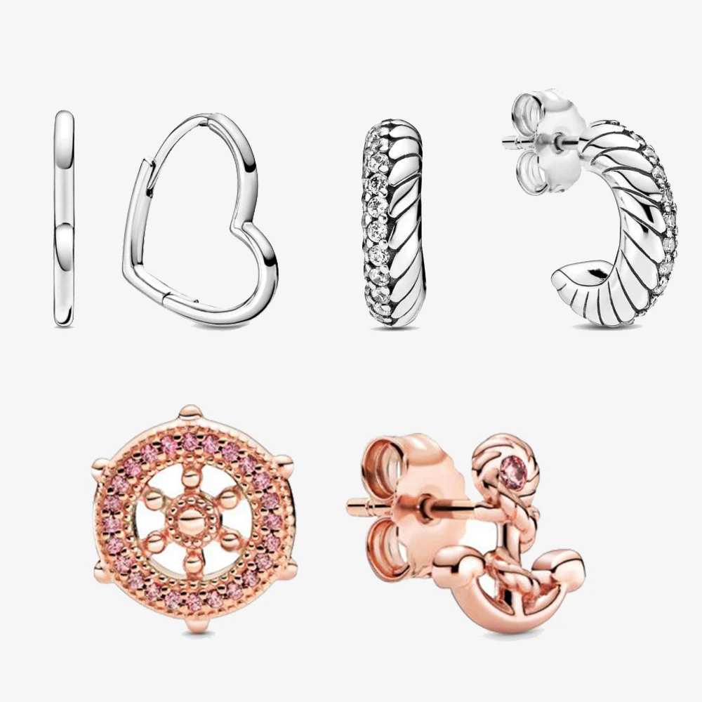 

2020 New 925 Sterling Silver Earrings Pave Snake Chain Pattern Stud Earrings Women Sterling Silver Jewelry Gift
