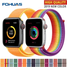 Новая высококачественная нейлоновая Спортивная петля для Apple Watch band Series 4 3 2 1 мягкий дышащий тканый ремешок 44 мм iwatch 42 мм 38