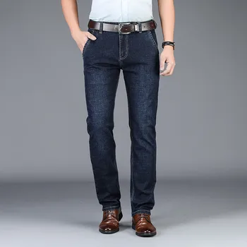 

Jeans Men 2020 Autumn Jeans Men Korean Straight Slim Trend Men's Jeans Dark Blue Elastic Casual Pants Size 29-38 40