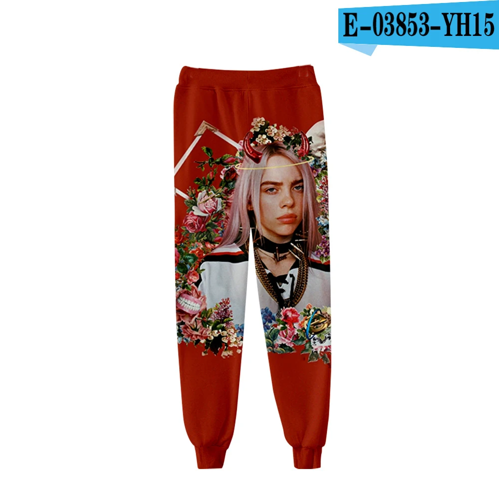 Модные популярные повседневные брюки Billie Eilish3D для мужчин и женщин; Новинка; сезон осень-зима; комфортный для мальчиков и девочек; черные спортивные штаны - Цвет: 3D pants