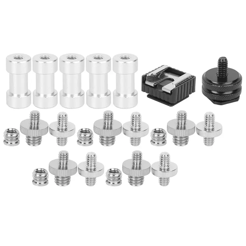 Camera Accessories Screw Mount Adapter Metal Screw Adapter 15pcs/20pcs 1/4 Inch to 3/8 Inch Male Female Converter Threaded Adapter Screws For Light Stand Flash