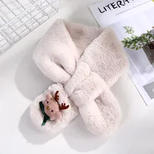 Детский шарф с крестиками, Рождественский милый шерстяной зимний теплый плюшевый шарф в Корейском стиле, нагрудник для мальчиков и девочек