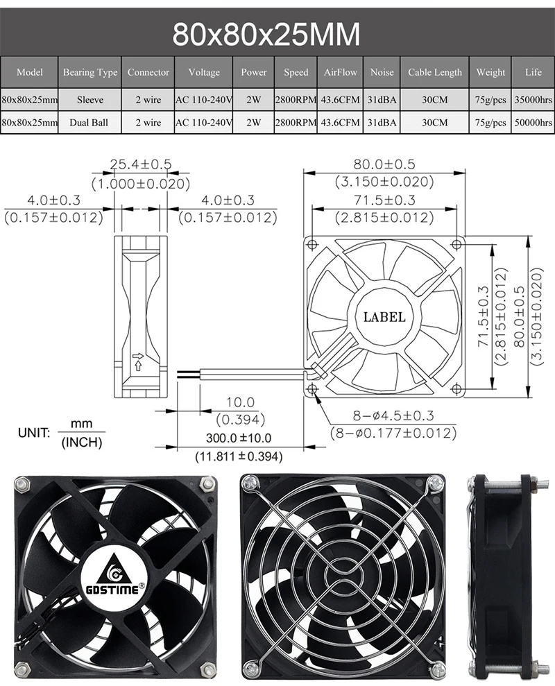 Ventilador sem Escova Gabinete do Computador Gdstime Ventilador Axial 60mm 80mm 90 Milímetros 120 pc Dupla Bola Cooler ac 110v 120v 220v 230v 240v 1pcs ce 14 Ventiladores e resfriadores