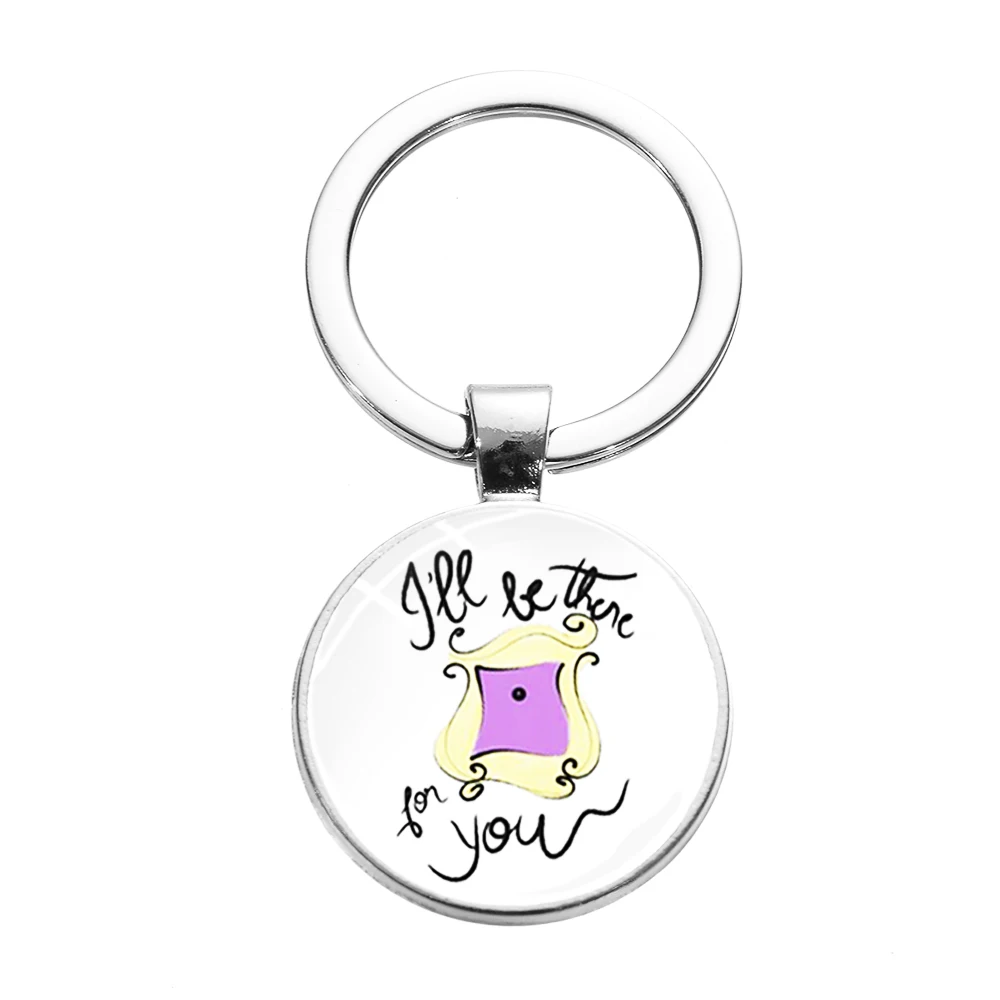 SONGDA Newest Friends TV Show Keychain 25th Anniversary Series Cartoon Fun Pattern Glass Dome Pendant Key Chain for Good Friend - Цвет: Style 9