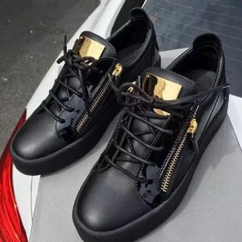 

hot Classic Brand Designer Mens High Quality Leather Low Top Sneakers Speed Trainer Race Runners Superstars Shoes Double Zippers