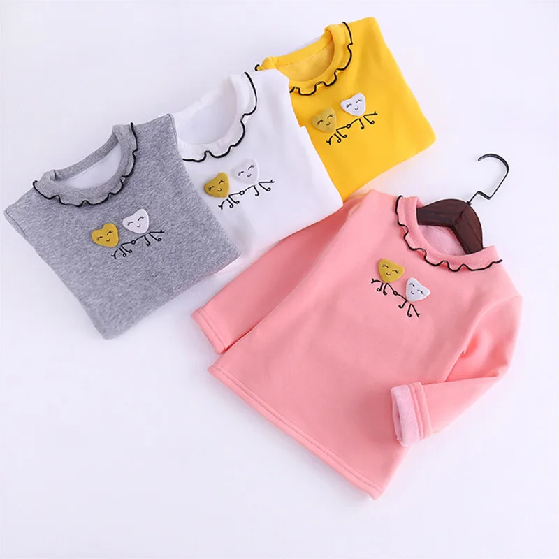 Футболка для маленьких девочек весна-осень-зима плюс бархатная детская одежда