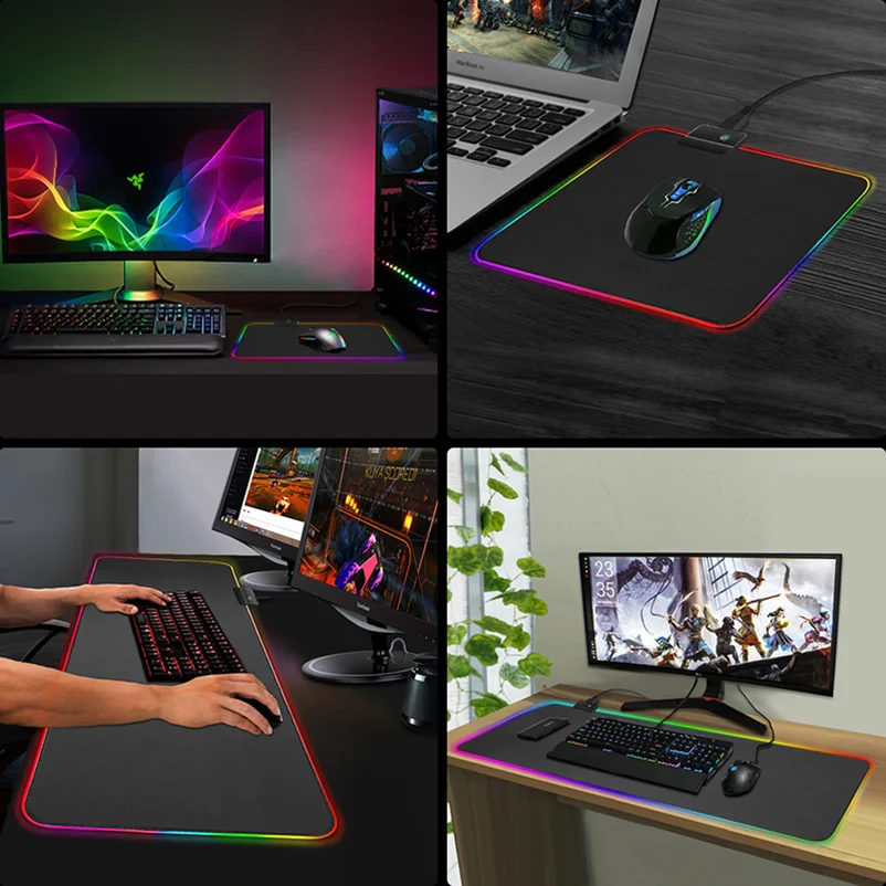 RGB игровой коврик для мыши, компьютерный коврик для мыши, большой коврик для мыши xxl, большой игровой коврик для мыши, светодиодный коврик для мыши с подсветкой, коврик для мыши с клавиатурой