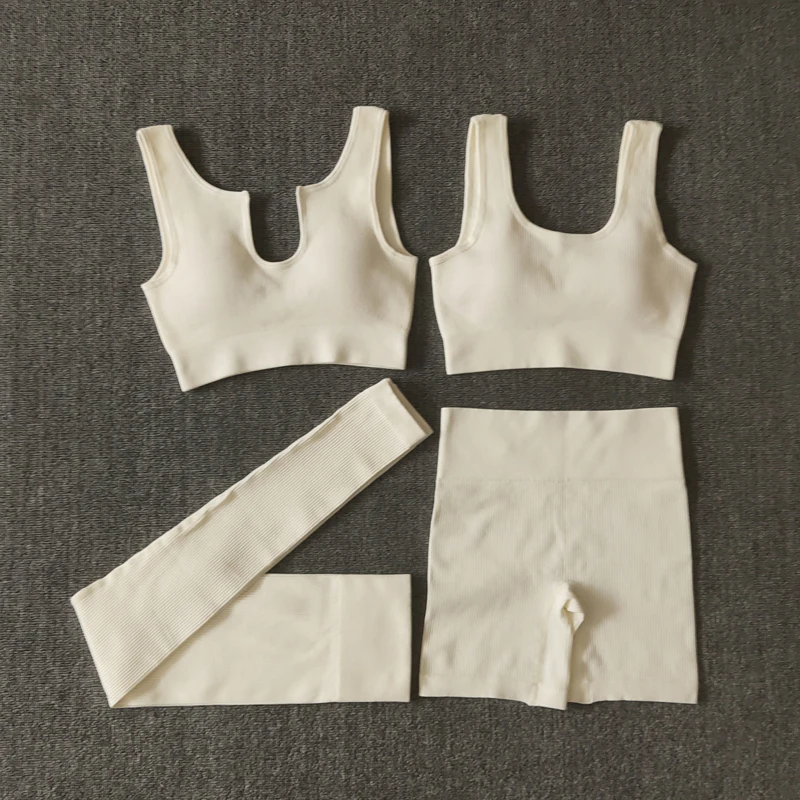 2/4/6PCS Seamless Women Yoga Set Workout Sportswear Fitness Bra Sport Pants Gym Clothing High Waist Leggings Shorts Sports Suits