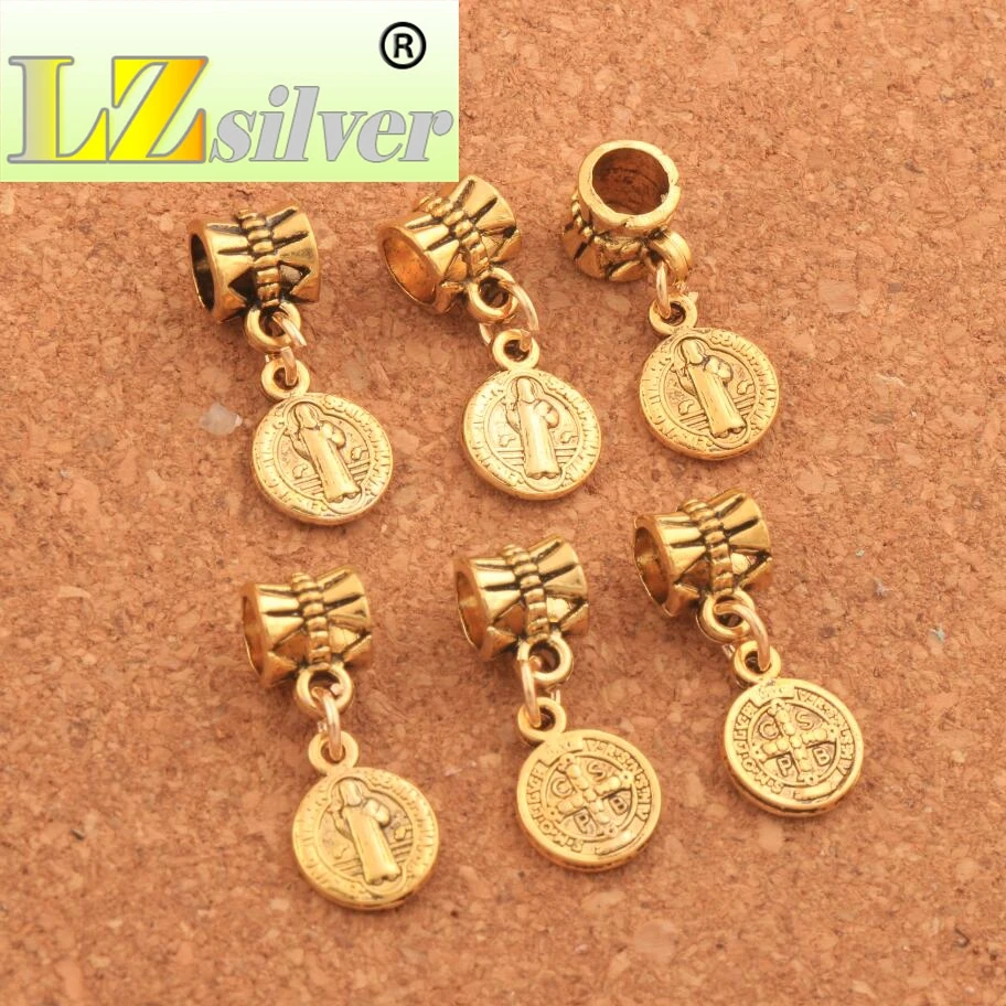 23X9mm Saint Jesus Benedict Patron Medal Crucifix Cross Charm Beads 100PCS Zinc Alloy  Bronze Dangle Jewelry DIY B1651