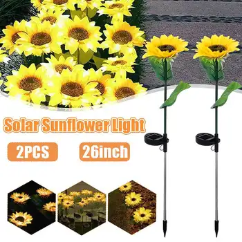 

2pcs LED Solar Energy Lamp Sunflower Shape Lawn Light for Outdoor Garden Path Street Courtyard Lighting Decoration Waterproof