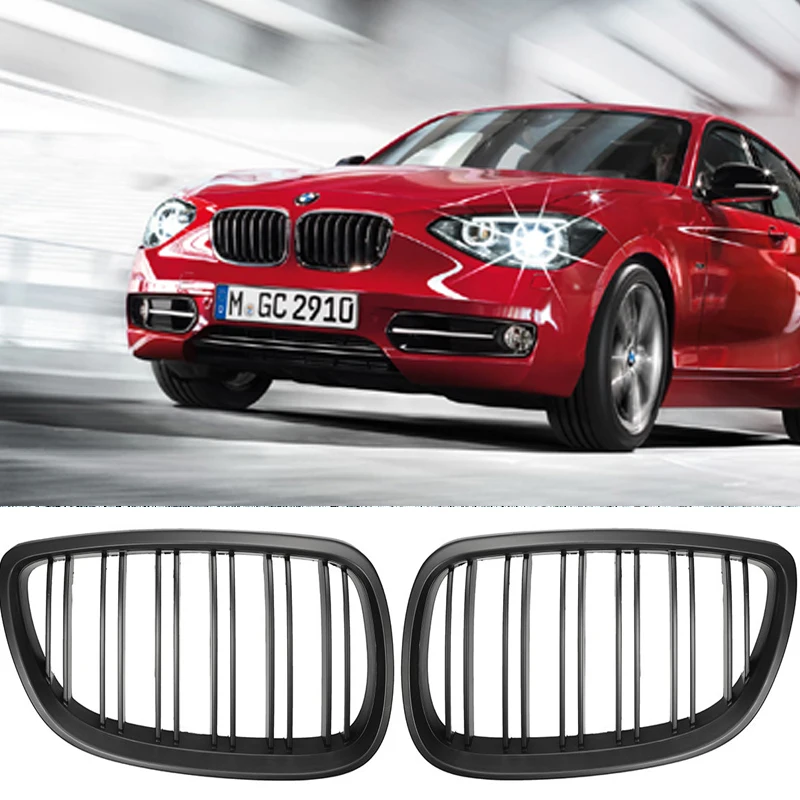 Acheter 1 paire de Grille de rein avant noir brillant Double latte Double ligne Grille pour BMW E60 E61 5 série 2003 2010 accessoires de voiture Coupe