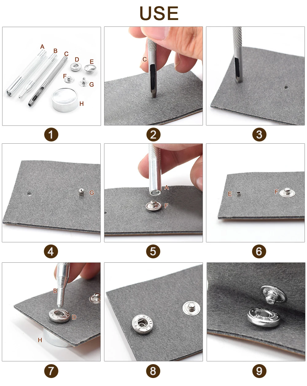 50sets Snaps top cover Black and white nylon material Buttons Plastic snaps button Rivet Button accessories T3T5 T8 button 6