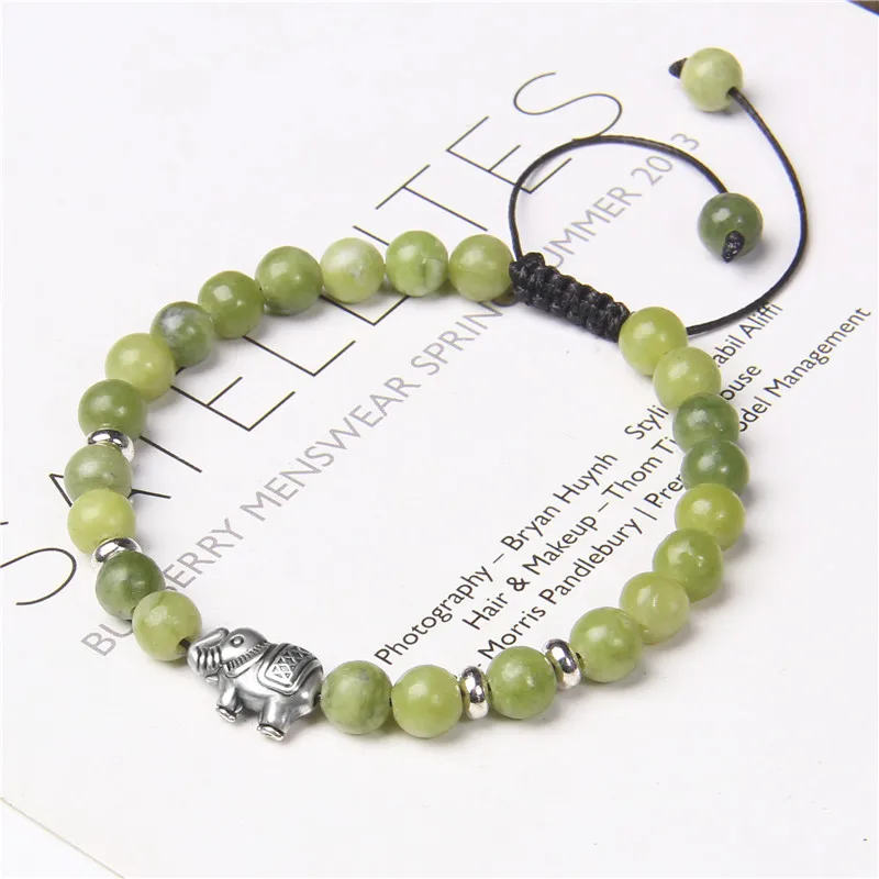 

Модные браслеты из натурального камня для мужчин и женщин, браслеты ручной работы, благосостояние, счастливое исцеление, слон, Шарм-бусины, браслет, ювелирные изделия, оптовая продажа