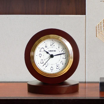 

Chinese Silent Table Clock Wooden Simple Bedroom Modern Round Digital Quartz Alarm Clock Desktop Reloj De Mesa Home Decor DA60ZZ