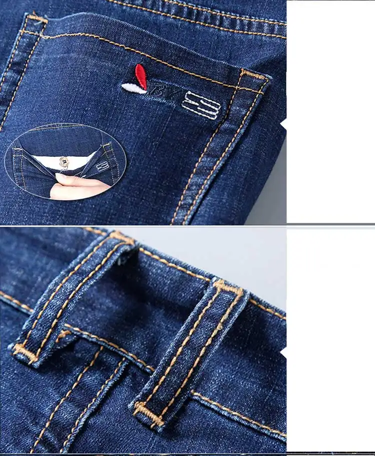 Весенние Новые мужские джинсы летние тонкие деловые Стрейчевые зауженные мужские джинсы прямые Молодежные однотонные джинсы стираного синего цвета