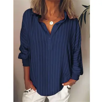 

Womens vintage Long Sleeve Casual V Neck Tops Loose Floral Spotted Fall Blouse Shirt Oversize