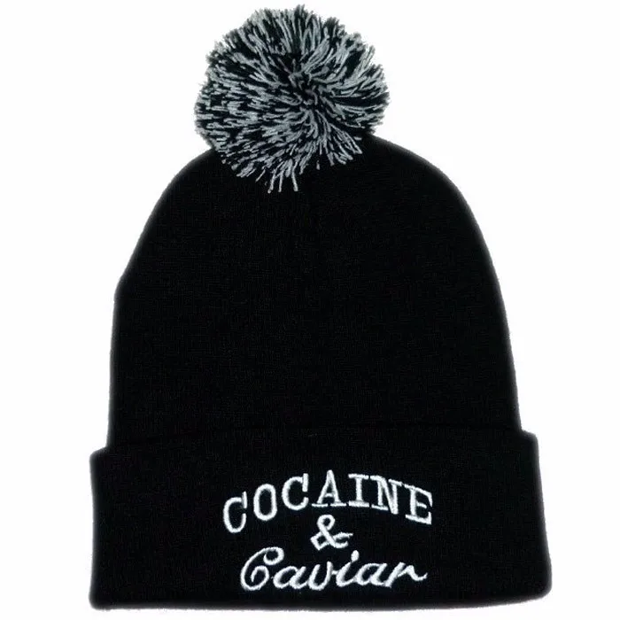 Унисекс зимняя мода Cocain& Caviar Beanie хип-хоп шапка вязаные Повседневные шапки Gorro для мужчин и женщин хлопковая спортивная шапка Gorras - Цвет: Black with ball